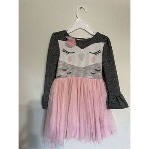 Little girls little lass grey and pink long‎ sleeve dress size 5